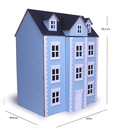 Three Storey Blue Georgian Dolls House 1:12 scale