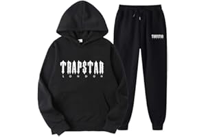 XYYYHTL Trapstar Tracksuit Tracksuit Mens Full Set Jogging Set Hooded Jacket + Trousers Pants Trapstar Pocket Tracksuit Unisex with Letter Print Suit for Autumn and Winter Trapstar Coat