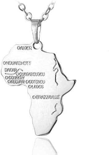 Jewellery Pendant Necklace Map of Africa Hip Hop Chain Alloy Fancy Gift Man Color Silver Golden (with Gift Bag)