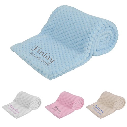 Personalised Embroidered Super Soft Baby Breathable Blanket Newborn Gift White