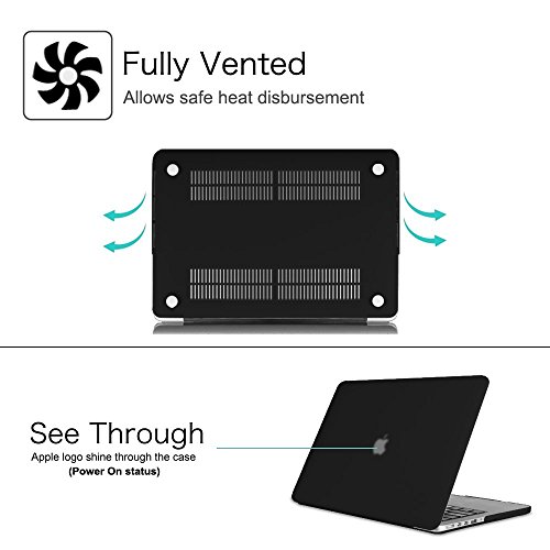 Fintie MacBook Pro 15 Retina Hülle (NO CD-ROM Drive) – Ultra Slim Hochwertige Matt Gummierte Hartschale Tasche Schutzhülle Snap Case für Apple MacBook Pro 15.4″ with Retina Display (Model A1398), Schwarz - 5