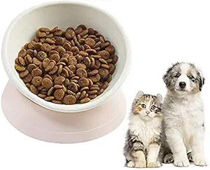 Mostos - Cat/Dog Feeding Bowl - Anti-Slip Bulldog Food Bowl Cat Dish Detachable Rubber Dog Bowl Pet Sterile Tilted Dog Cat Feeder Slope Base - 360 Degree Free Tilt Design - Pink
