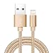 Produktbild RoFay Ladekabel Lightning auf USB, 0.6M Nylon geflochtenes iPhone Datenkabel mit Blitzstecker Ladekabel für iPhone X / iPhone8 / iPhone 7/7 Plus / 6 Plus / 5S / 6s iPad 4 iPod / Air (0.6M, Gold)
