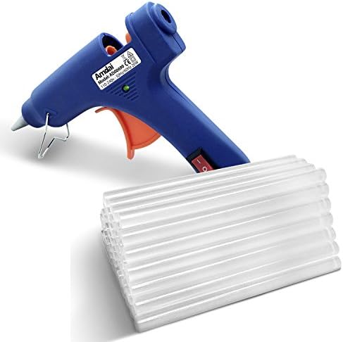 Amdai Hot Glue Gun and Glue Sticks Bundle (50-Pack) - 20W Glue Gun Heats Up Quickly - Ultra Clear Hot Melt Craft Glue - Hobbyists, Crafters, Crafting, Fabrics, Ceramics &amp; More - Glue Sticks (7.2mm x 100mm)