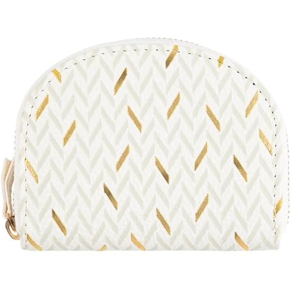 Portamonete Draeger Paris 1886 – 12x2x9,5 Cm – Bianco/Oro – Poliestere E Cotone – 3 Scomparti E Cerniera – Idea Regalo