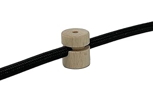 MERLOTTI CAVI Decentador, gancho de techo o pared. Colore: Madera Natural. Para cable eléctrico de textil/textil. Paquete de 3/5/10 unidades (5 unidades)