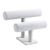 HKFV 2 Tiers T-Bar Velvet Armreif Armbanduhr Halter Schmuck Display-Ständer Schmuck Display Eis Eis Kaschmir Schmuck Rack Schmuck-Display-Halter