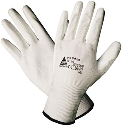 Professional work glove with soft PU coating, for mechanic, demolition, renovation, assembly für Mechaniker Abbruch Renovierung Montage Malerhandschuhe - White, Size: 7