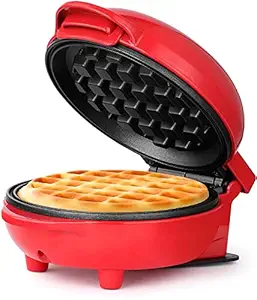 NOVA Mini Waffle Maker 4 Inch- 350 Watts: Stainless Steel Dual Non-Stick Sides, Electric Iron Machine for Individual Belgian Waffles, Pan Cakes, Paninis or Other Snacks - Aqua