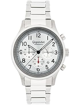 Gigandet Quarz Herren-Armbanduhr Efficiency Chronograph Uhr Datum Analog Edelstahlarmband Silber G50-001