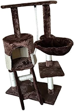 Alondy 96cm High Large Cat Scratching Post Activity Centre Climbing Tree House,Bed,hamock, Condo (Brown, CT70096)