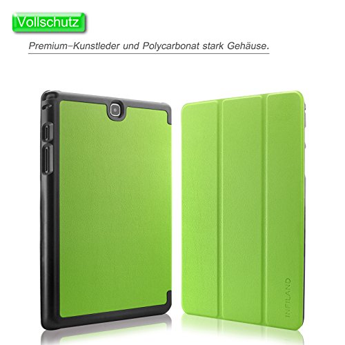 Infiland Samsung Galaxy Tab A 9.7 Hülle Case-Ultra Dünn Tri-Fold Smart-Muschel hochwertiges PU Leder Ultra Schlank Superleicht Ständer Smart Shell Cover Schutzhülle Etui Tasche für Samsung Galaxy Tab A 9.7 T550N/ T555N 24,6 cm (9,7 Zoll) WiFi/LTE Tablet-PC(mit Auto Schlaf / Wach Funktion)(Grün) - 2