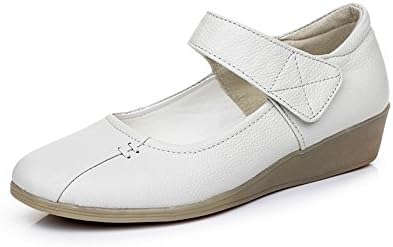 XZGC Women'S Leather Shoes Nurse Shoes Flatbed Shoes, 3 UK, White