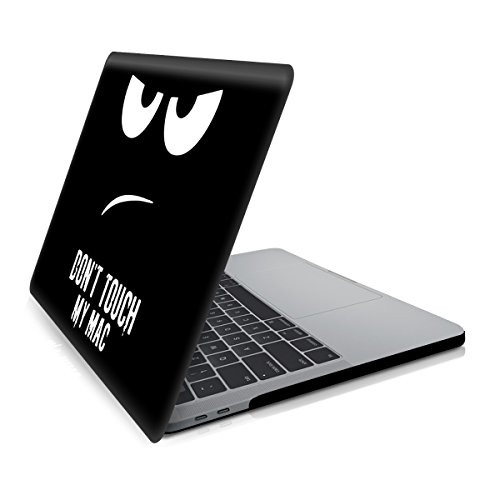 kwmobile Hardcase Laptop Hülle für Apple MacBook Pro 13" (ab 2016) Touchbar - Don't touch my Mac Design Weiß Schwarz dünne gummierte Schutzhülle Cover Case Tasche