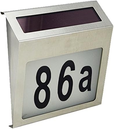 YesMae Solar House Number Sign Rechargeable Stainless Steel LED Doorplate Light(cool white)