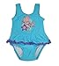 Bright Bots - 3/6m Baby Girls UPF50+ Australian All in One Swim Nappy Costume Turquoise with Purple Frill