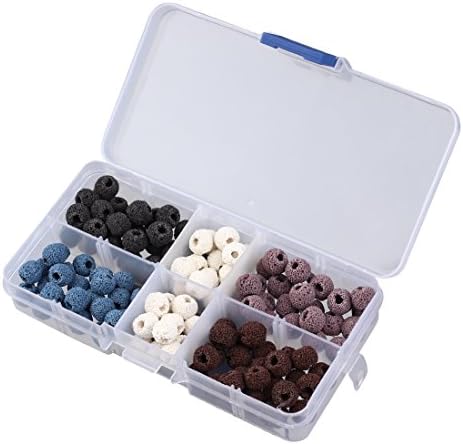 Sauvoo Beads 120pcs/box 8/10mm Round Lava Rock Beads 5 Colors Mixed Natural Stone Beads Diffuser Jewelry Making Pack of 1 Box (8mm)