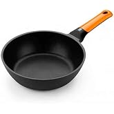 BRA Efficient Orange | Deep frying pan 24 cm | Cast Aluminium with Non-Stick Platinum Plus, Sling, Suitable for All Hobs Incl