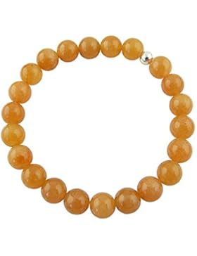 Sunsara Traumsteinshop Aventurin orange Armband Edelstein Kugeln (Perlen) 8 mm und 925er Silberkugel Heilsteinarmband...