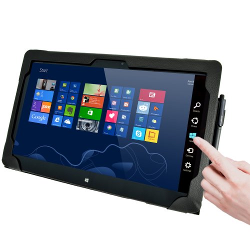 igadgitz Schwarz PU Ledertasche Hülle Folie Cover für Asus Vivo Tab TF810 11.6″ Tablet mit Multi Winkelbetrachtung Stand + Tastatur Dock - 3