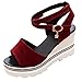 Produktbild Clacce Damen Sandalen Sommer Schuhe Mädchen Knöchel Plattformen Bohemian Flach Zehentrenner Keilabsatz Wedges Schuhe Mit Absatz Sandaletten Strandschuhe Riemchensandalen