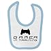 Price comparison product image Funny Gamer in Training Design Baby Bib with Light Blue Contrast Trim and Black Print