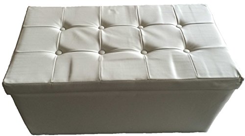 Hoga Chesterfield Sitzhocker Sitzwürfel Aufbewahrungsbox Truhe HF128 (Weiss) - 2