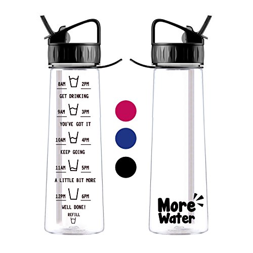 Water Bottle With Straw - Hydrate with Motivational Times to Drink 900ml BPA Free Water Bottle With Straw - Hydrate with Motivational Times to Drink 900ml BPA Free