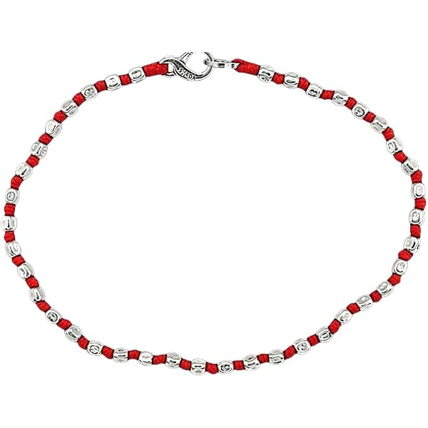 Spadarella spadino bracciale con sfere in argento 925 di diametro 5 mm e cotone nautico tortora/marrone.Fatto a mano.Unisex.Lunghezza 19 cm