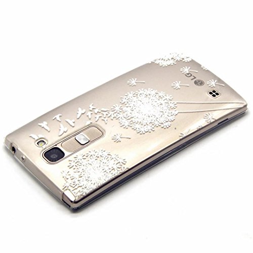 MUTOUREN Handyhülle für LG Magna H502 /G4c H525N /G4 Mini/C90 TPU Silikon Case Cover Durchsichtig Schutzhülle Tasche Etui Bumper Ultradünne Weich Kratzfeste Soßdämpfende Silikontasche Hülle Weiß – Löwenzahn - 3