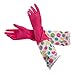 Produktbild HugeStore Spitze Tupfen Gummihandschuh Haushaltshandschuhe Geschirrspülen Handschuhe Schutzhandschuh für alle groben Arbeiten Hot Pink