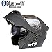 Produktbild D-JIU Bluetooth Integrierte Modular Flip Up Full Face Motorradhelm Sun Shield Mp3 Intercom,Black,M