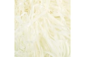 Papier Raphia Déchiqueté Remplissage Boite Cadeau Herbe de Pâques 200g papier dechiqueter pour Emballage De Cadeaux Remplisseur de Panier Décoration pour Panier-Cadeau (Blanc 200g)