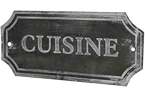 L'Héritier Du Temps Plaque Décorative Murale à Poser Ecriteau avec Inscription Cuisine en Fer Patiné Gris 1x7x15,5cm