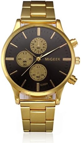Clearance Watch Sunday77 Crystal Quartz Steel Minimalist Quartz Chronograph Automatic Stainless Bracelet Sport Business Stainless Adult (Watch, Black)