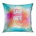Produktbild Throw Pillow Cover Pink Celebration Save The Date for Personal Holiday Couple Love Decorative Pillow Case Home Decor Square 18x18 Inches Pillowcase