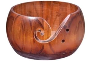 Oriental riverkit Garn Schüssel Holz Garnschale Stricken Schalen Handgefertigte Woll-Schale Mit Geschnitzten Und Gebohrten Löchern, für Näh und Crochet Halterung 17 * 8cm