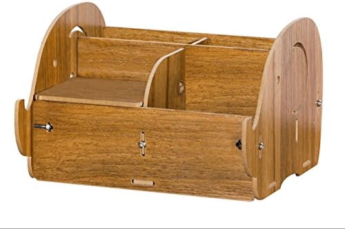 Wood Organizer for Makeup Brushes, Lipsticks and More,Phone Holder,Pen Storage Box by HECARE (L(7.08*6.88*4.72 inch))