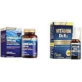 Nutraxin Vitals Omega-3 2000 mg EPA + DHA Balık Yağı i&ccedil;eren Takviye Edici Gıda (1 x 60 kaps&uuml;l) + Nutraxin D3K2 Vitamin 30 Ml