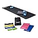 Produktbild 7 teiliges Fitness Set, Bodenmatte schwarz, Yogamatte gepolstert, Fitnessband 6er Pack, bunte Gymnastikbänder aus Latex