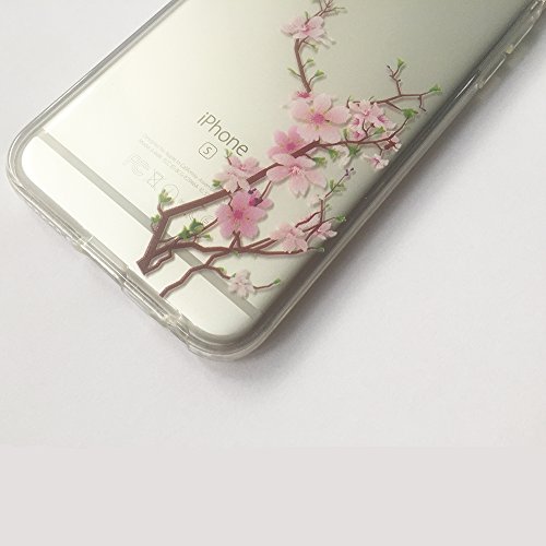 iGrelemÂ® iPhone 6 6s Case [ with Free Tempered Glass Screen Protector ], Ultra Thin TPU Soft Cover for Apple iPhone 6 4.7'', Colorful Pattern Design Jelly Protective Case for iPhone 6 4.7 Inch - Flowers, #15