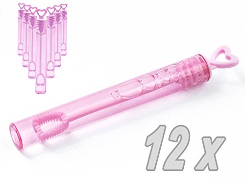Seifenblasen mit Herz Wedding Bubbles Hochzeit Gastgeschenk Liebe Valentinstag pink (12 Stück)