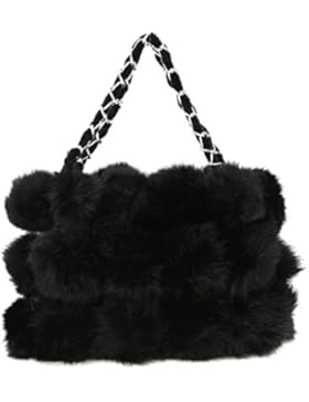 Vogueearth Damen'Echte Kaninchen Pelz Winter Armwärmer Handtasche Shopper Tasche Beuteltasche