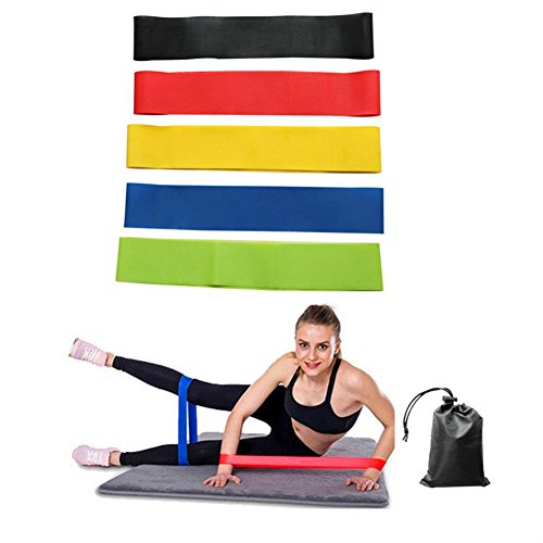 Widerstand Loop Bands, flach Elastic Stretch Bands für Beine & Explosive Ausdauer-Krafttraining, 5 Stück/Set