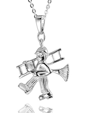 MATERIA Kinder Kettenanhänger Schornsteinfeger Figur Glücksbringer Silber 925 rhodiniert für Kette #KA-205