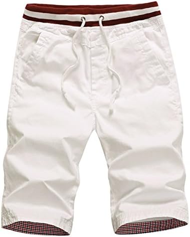 WEIJIGUOJI Mens Shorts Casual Slim Fit Cotton Shorts for Men (32 White-K8210)