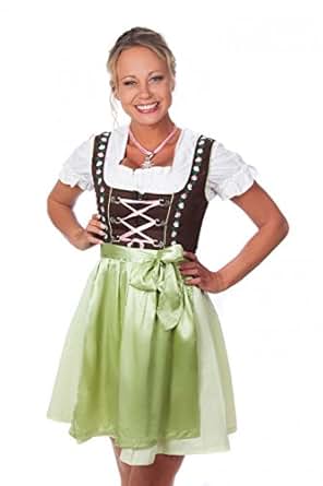 Edelnice Trachtenmode Mini Dirndl 3-TLG. grün pink mit