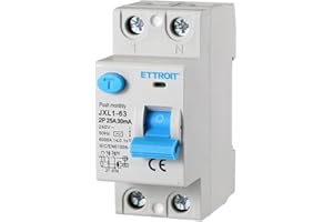 ETTROIT INTERRUTTORE MAGNETOTERMICO DIFFERENZIALE PURO SALVAVITA PER BARRA DIN 2 MODULI 2P 25A 240V 30mA 6KA