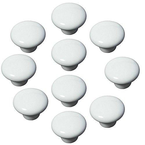 FBSHOP(TM) 10x33mm Weiß Porzellan Möbelknöpfe Griffe Knauf MöbelKnopf Tür für Schränke, Schubladen, Truhen, Schlafzimmer, Badezimmer ,Kindermöbel Schubladengriffe Dekorative