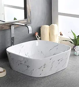 Zoyo Cera Joyo Cera Round Designer Ceramic Wash Basin / (Inch 16x16x6) / Color White/Glossy Finish/Countertop/Tabletop Ceramic Bathroom Sink/